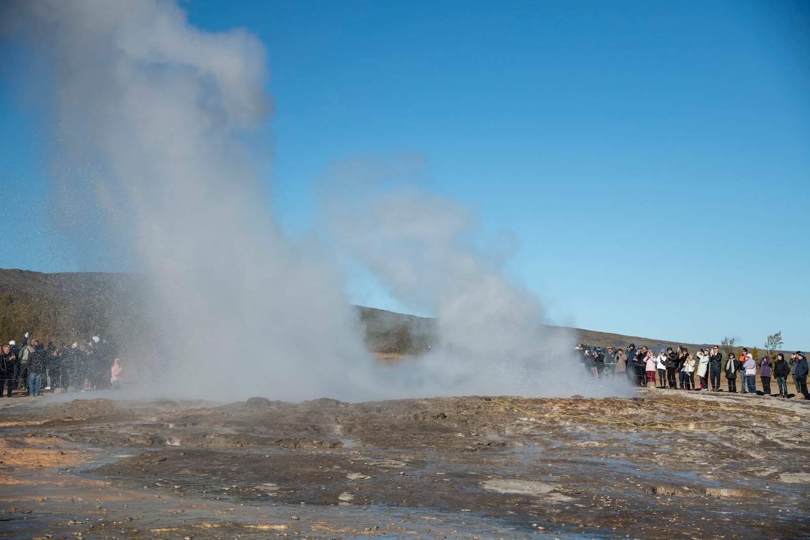 Crowd at Geysir Iceland Eruption - Family Iceland Adventure