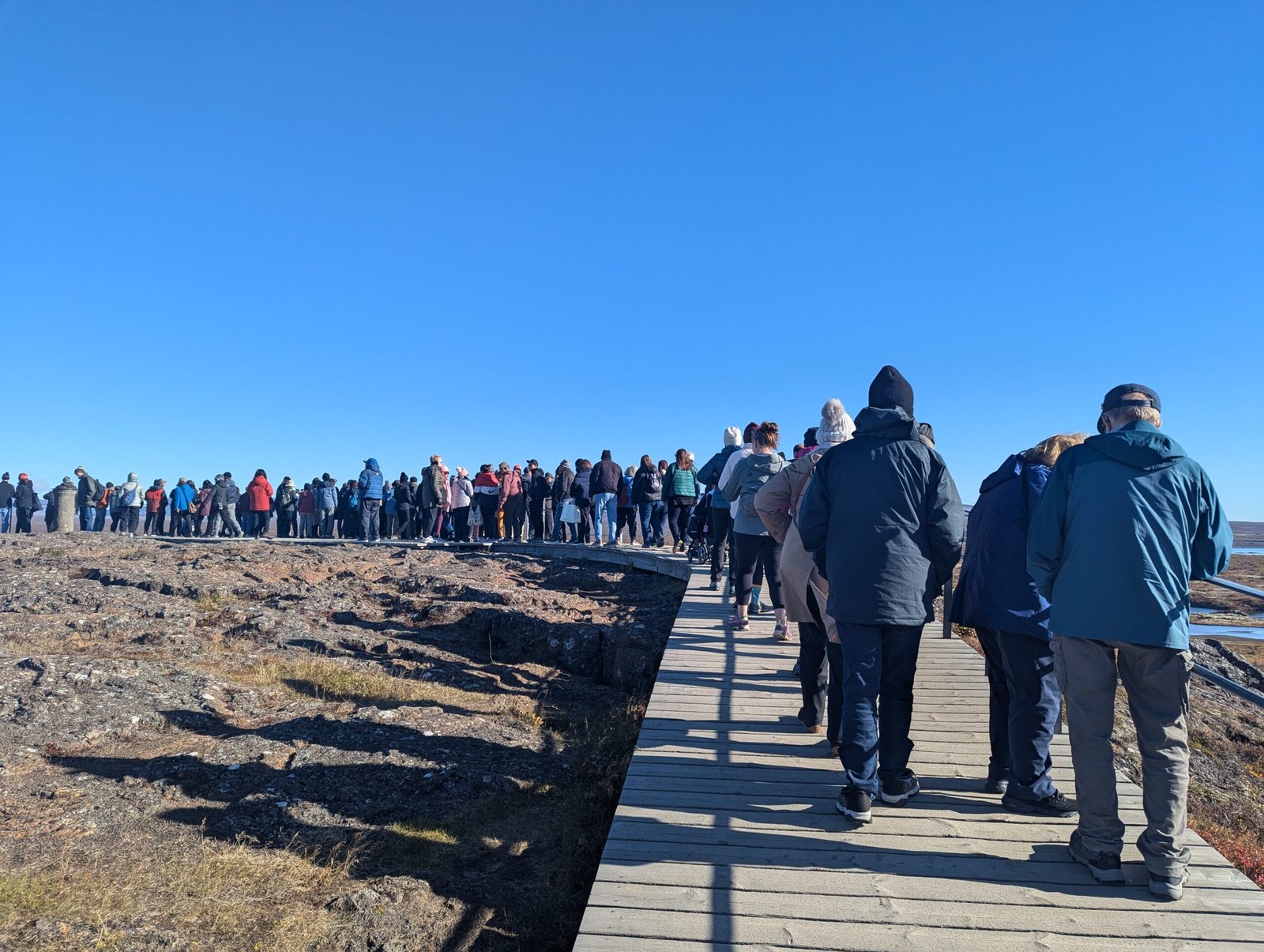 Line to lookout at Thingvellir Visitors center - Family Itinerary to Iceland