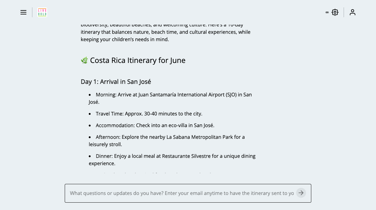 Live Bold Trip Planner - AI Family Trip Planner