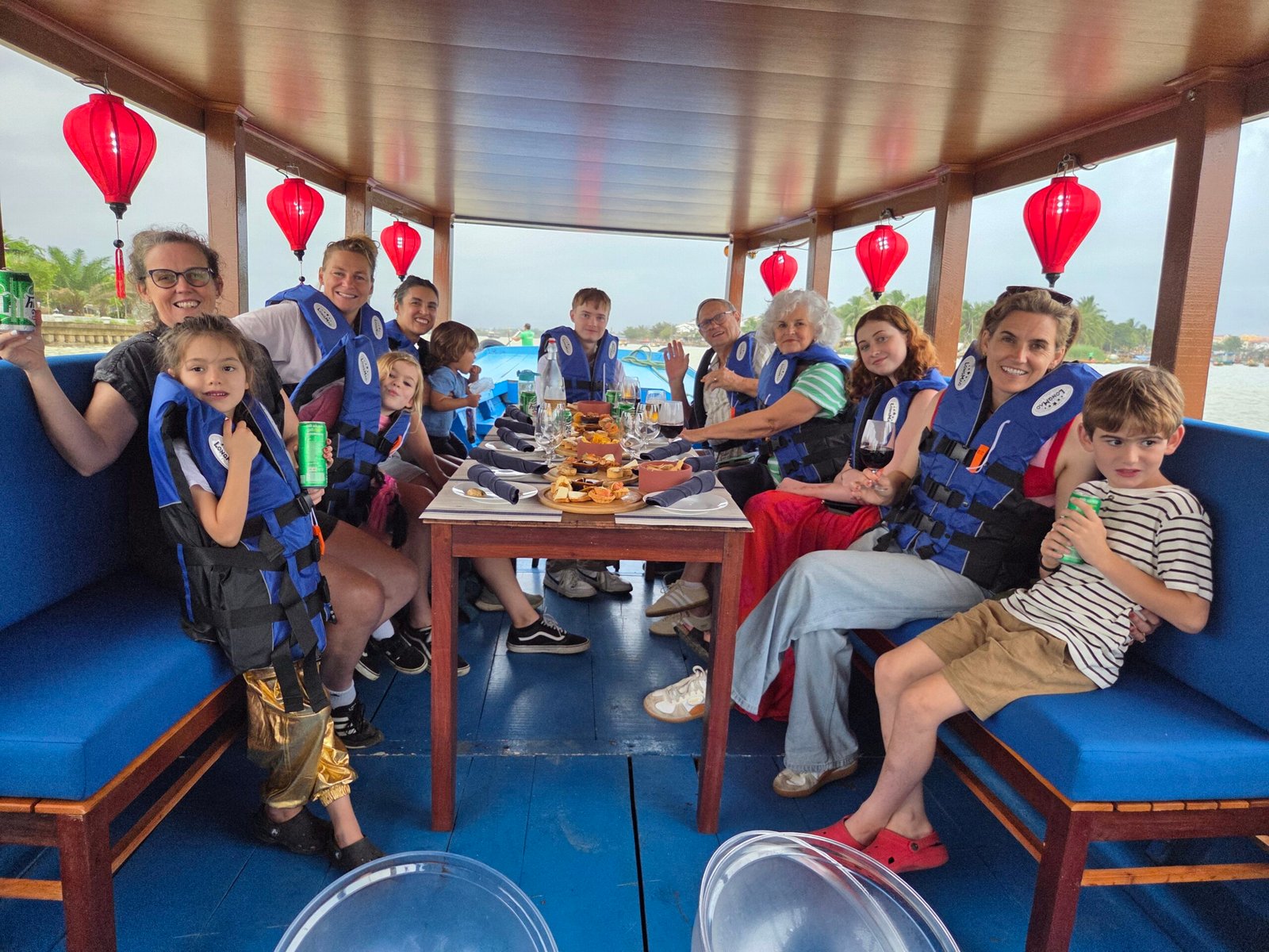 Family Christmas boat ride in Hoi An