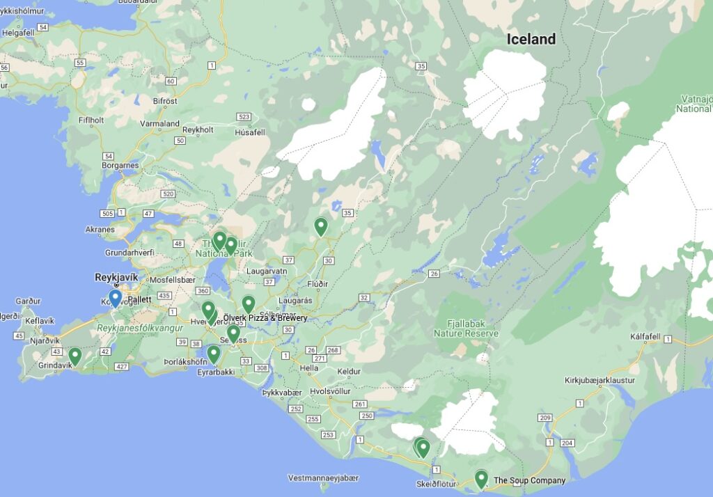 Iceland Activities Map - Where to Stay in Iceland