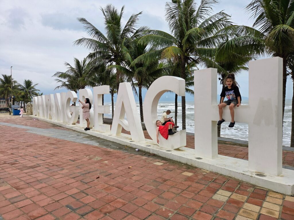 My Khe beach in Da Nang Vietnam big letters