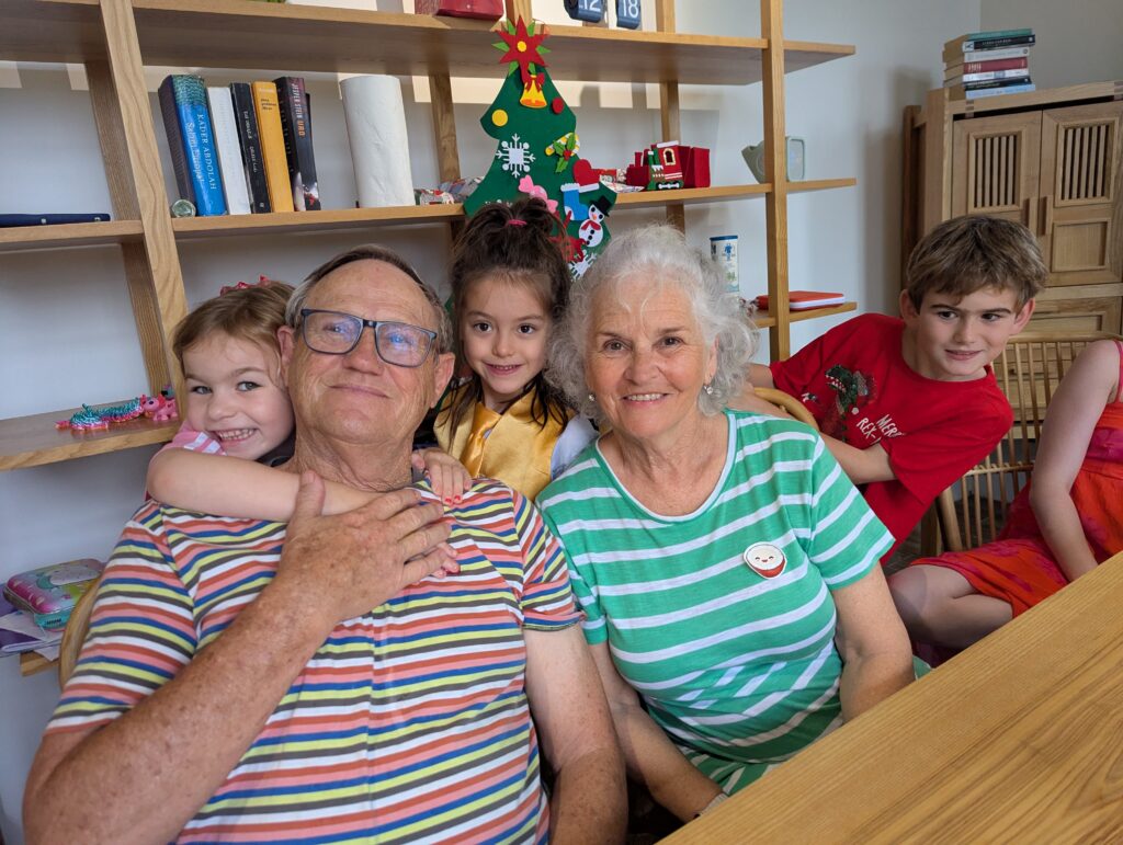 Kids and grandparents traveling on Christmas in Hoi An Vietname